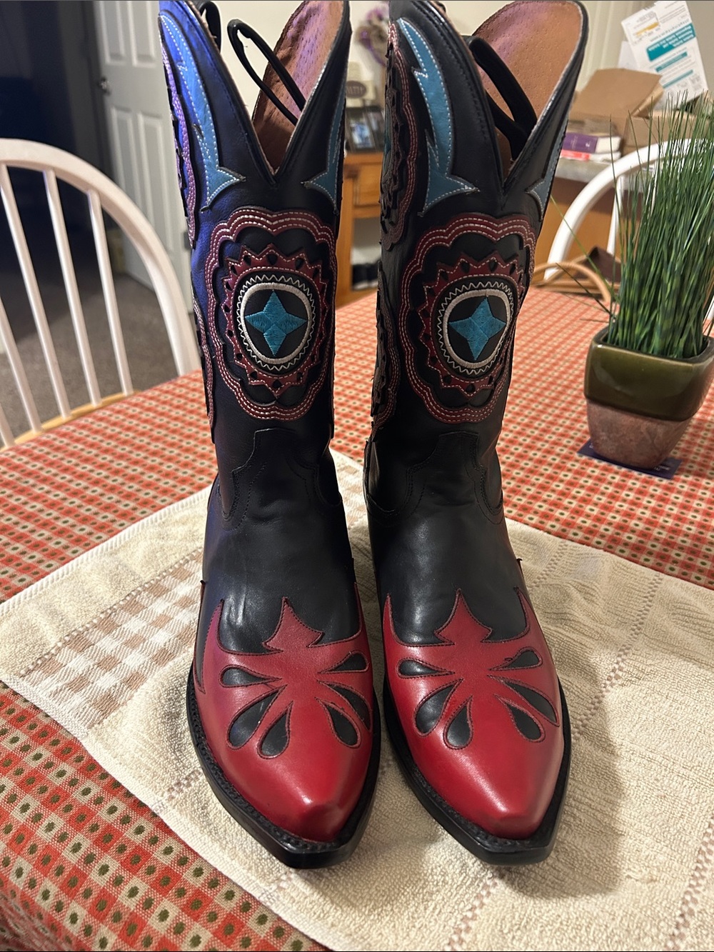 Dan Post Black and Red Western Boots
